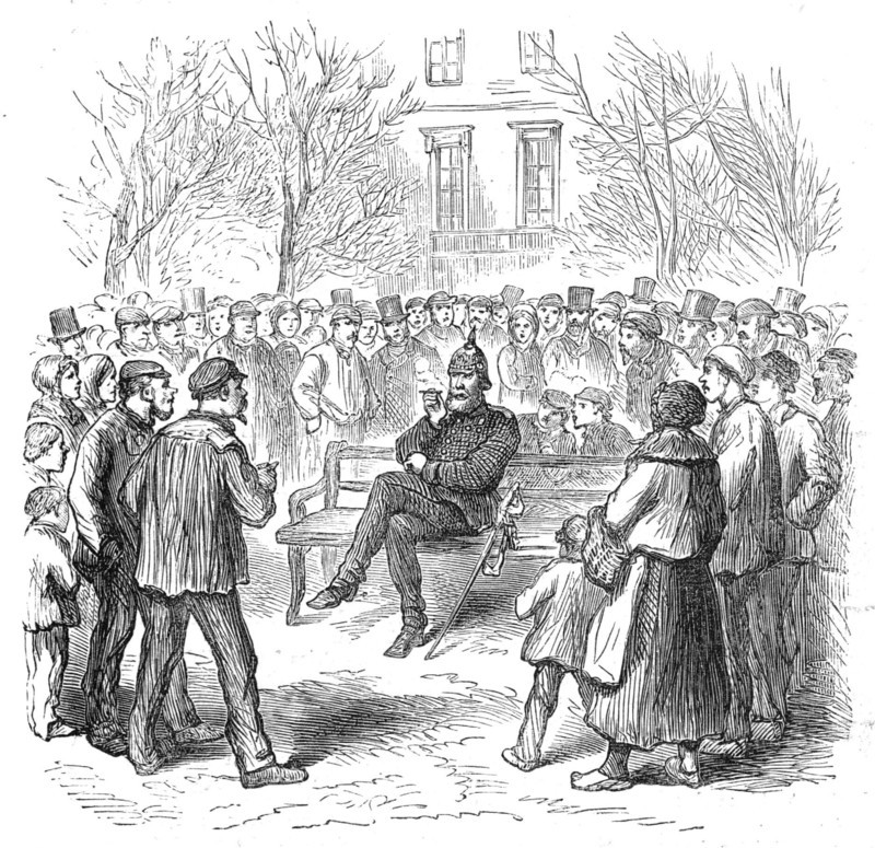 The Germans in Paris: an object of great curiosity, Champs Elysées, 1871. Creator: Unknown.