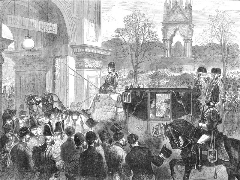 Opening of the Royal Albert Hall: arrival of the Queen, 1871. Creator: Unknown.