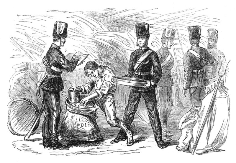 The Volunteer Review: serving out the feeds, 1871. Creator: Unknown.