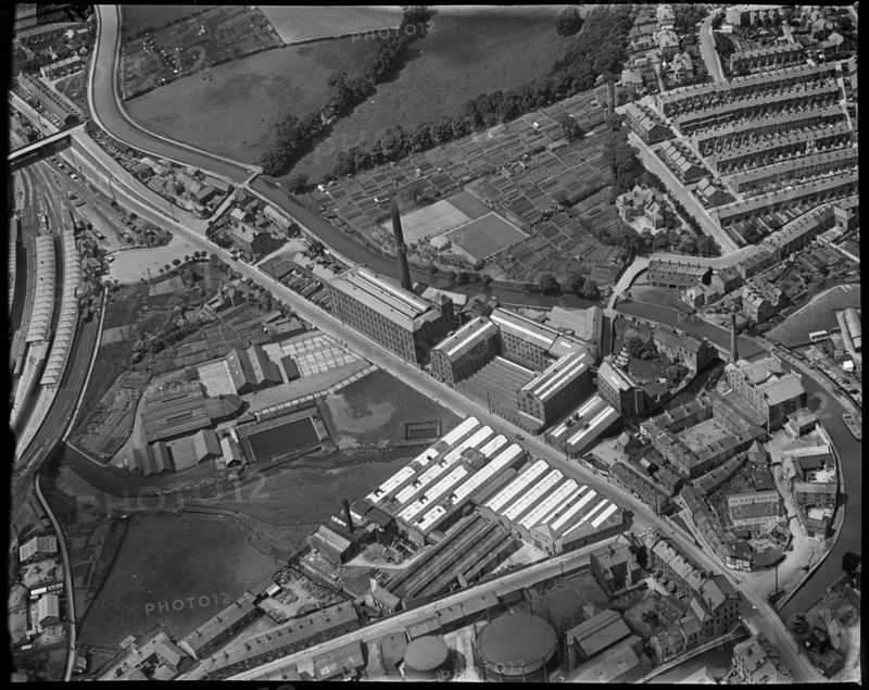 Belle Vue Cotton Spinning Mills and environs, Skipton, North Yorkshire, c1930s. Creator: Arthur William Hobart.