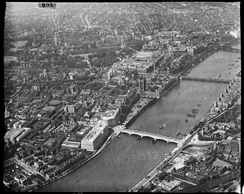 Lambeth Bridge, Millbank and the Houses of Parliament, Westminster, London, c1930s. Creator: Arthur William Hobart.