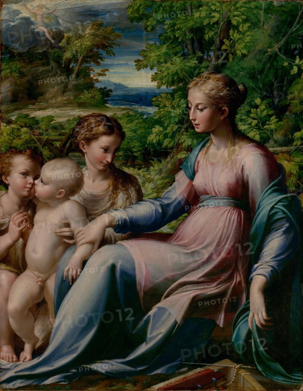 Virgin and Child with Saint John the Baptist and Mary Magdalene, about 1535-1540. Creator: Parmigianino.