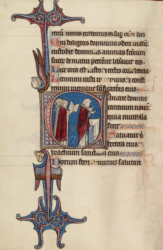 Initial C: Clerics Singing; Bute Psalter, text and illumination about 1285. Creator: Bute Master.
