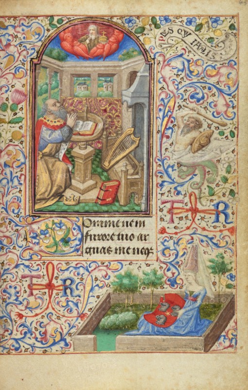 David in Prayer; Hours of Simon de Varie, 1455. Creator: Dunois Master.