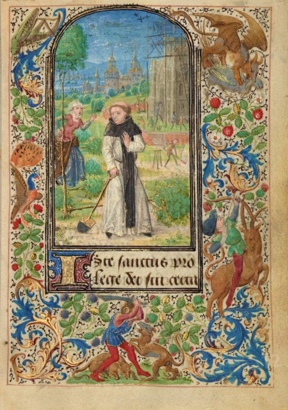 Saint Fiacre and Houpdée; Prayer Book of Charles the Bold, 1469. Creator: Lieven van Lathem.