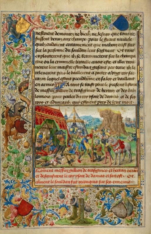 Gillion Slaying King Ysore and Freeing the Sultan, 1464. Creators: Lieven van Lathem, David Aubert.