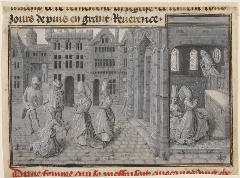 Miniature from The Miracles of Our Lady, about 1460. Creators: Lieven van Lathem, Jean Mielot.