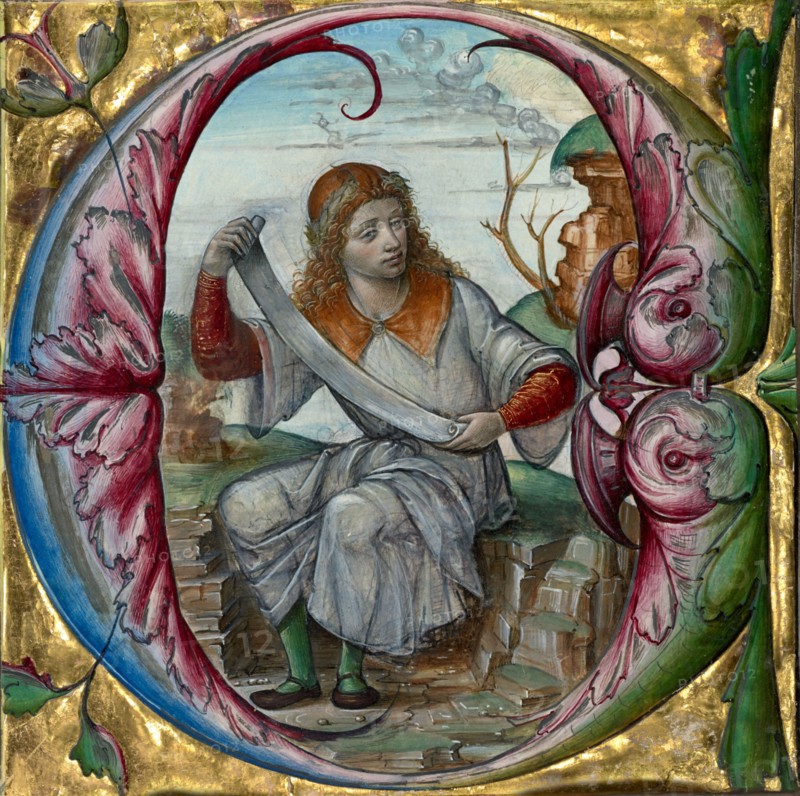 Initial E: Saint John the Evangelist, early 16th century. Creator: Master B.F..