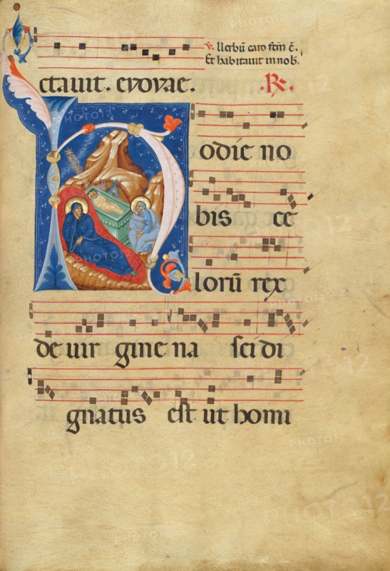 Initial H: The Nativity; Antiphonal, late 13th century. Creator: Master of Gerona.