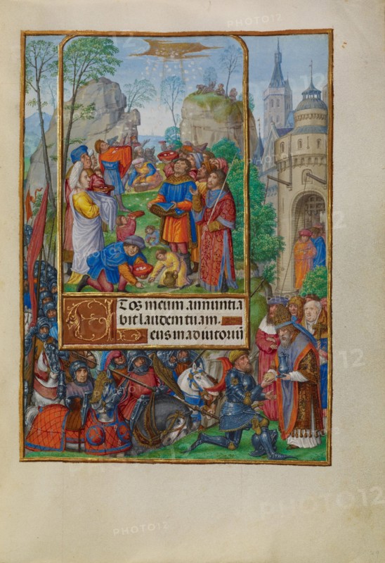 The Israelites Collecting Manna from Heaven; Spinola Hours, about 1510-1520. Creator: Master of James IV of Scotland.