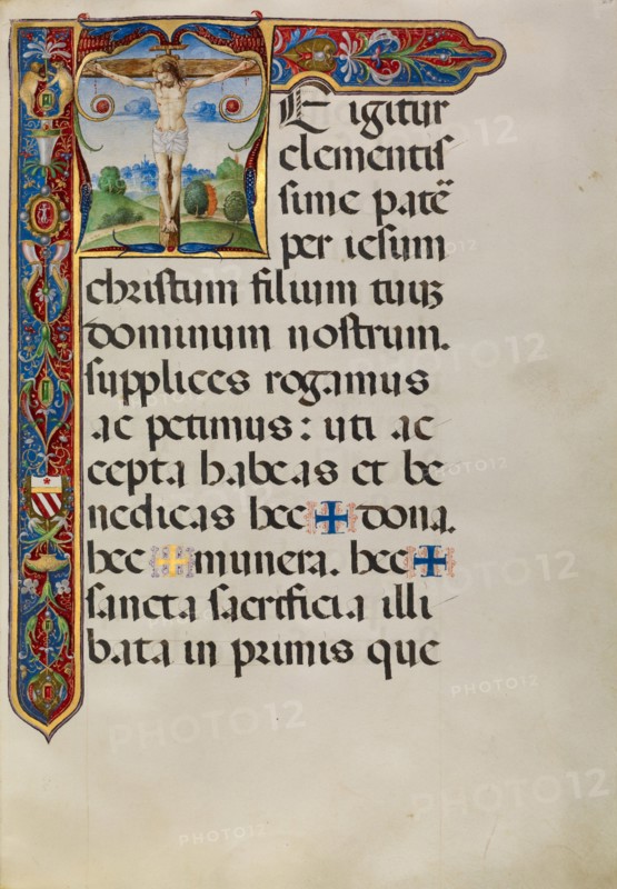 Initial T: The Crucifixion, about 1520. Creator: Matteo da Milano.