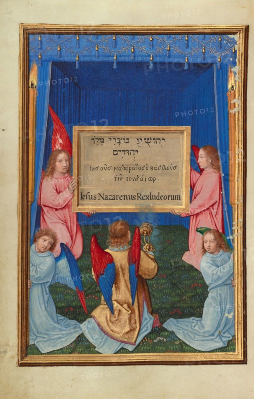 The Worship of the Inscribed Tablet from the Cross, about 1525-1530. Creator: Simon Bening.