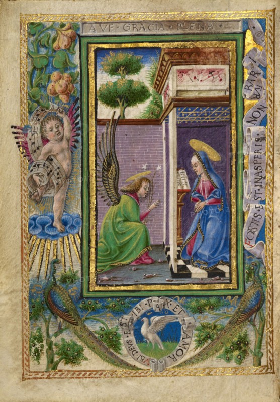 The Annunciation; Gualenghi-d'Este Hours, about 1469. Creator: Taddeo Crivelli.