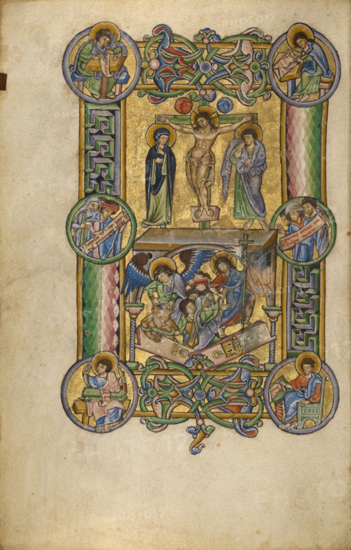 The Crucifixion and The Harrowing of Hell; New Testament, late 12th century. Creator: Unknown.