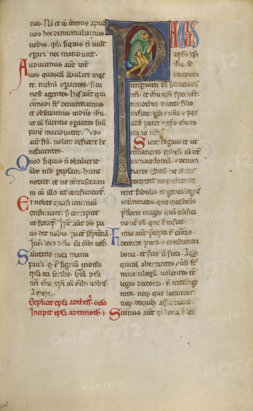 Inhabited Initial P; New Testament, late 12th century. Creator: Unknown.