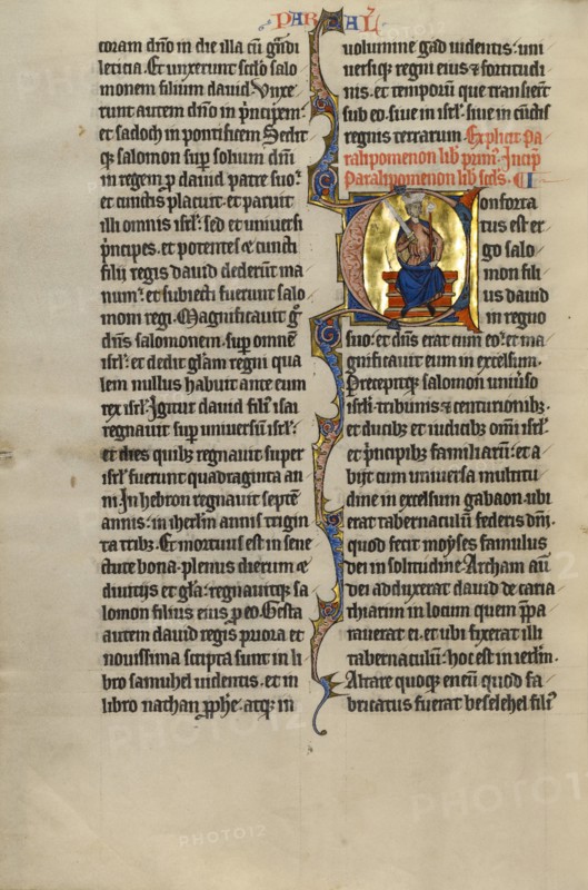 Initial C: Solomon Enthroned; Marquette Bible, about 1270. Creator: Unknown.