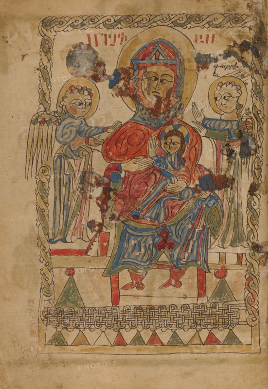 The Virgin and Child Enthroned; Gospel Book, 1386. Creator: Unknown.