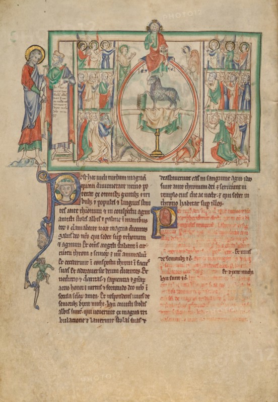 The Adoration of the Lord and of the Lamb by the Chosen; Dyson Perrins Apocalypse, about 1255-1260. Creator: Unknown.