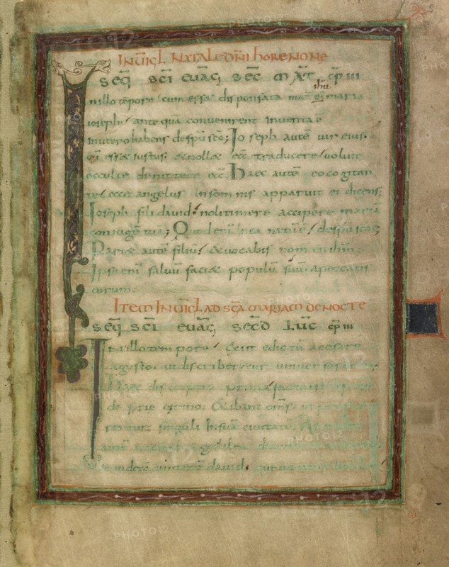 Bifolium from a Gospel Lectionary (fols. 5 and 12); Gospel Lectionary, early 9th century. Creator: Unknown.