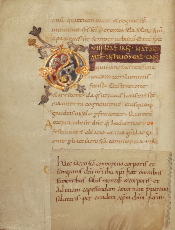 Decorated Initial D; Sacramentary, first quarter of 11th century. Creator: Unknown.