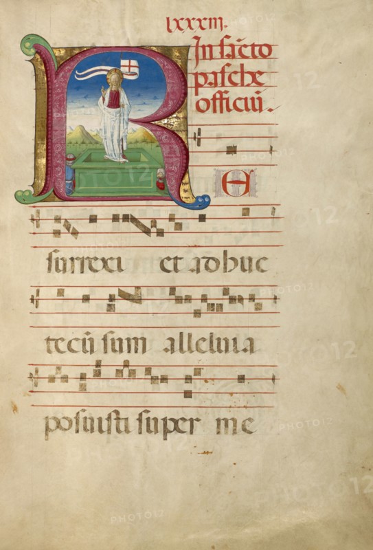 Initial R: The Resurrection; Gradual, about 1460-1480. Creator: Unknown.