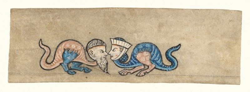 Marginal drollery from an antiphonal, about 1260-1270. Creator: Unknown.