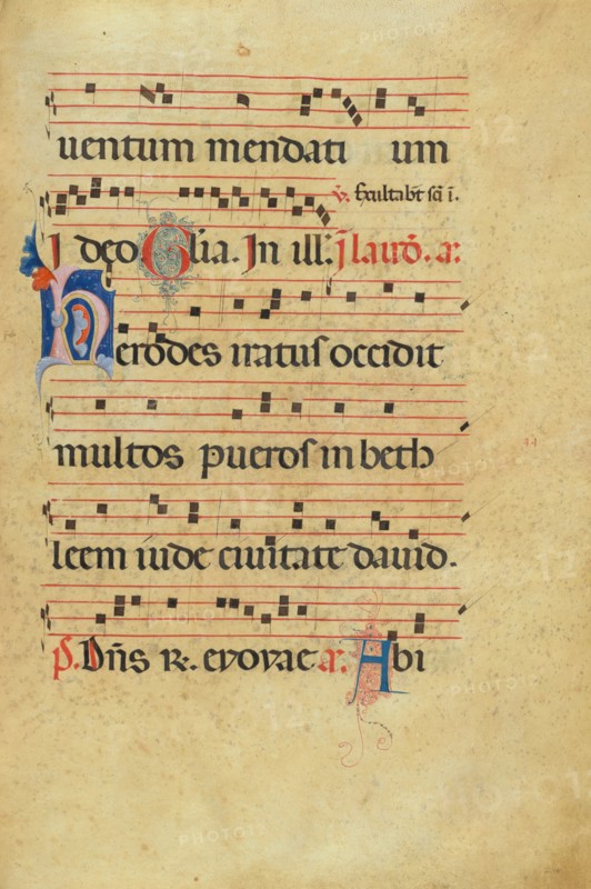 Decorated Initial H; Antiphonal, late 13th century. Creator: Unknown.