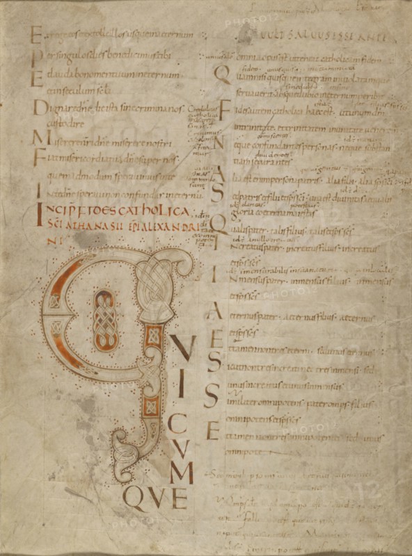 Decorated Initial Q; Psalter, third quarter of 9th century. Creator: Unknown.