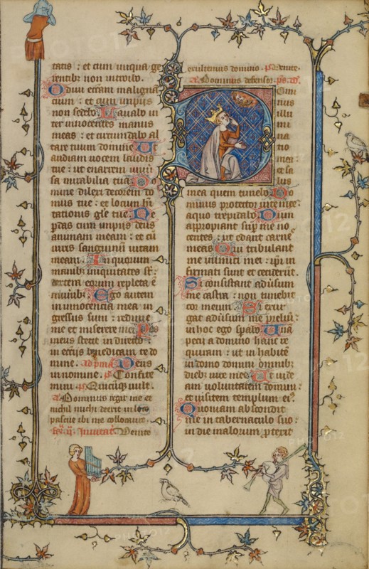 Initial D: David Pointing to his Eye; Breviary, about 1320-1325. Creator: Unknown.