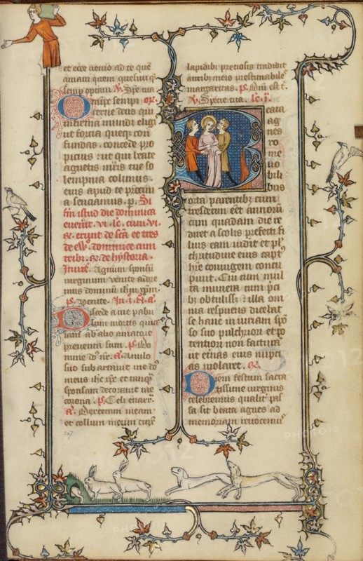 Initial B: The Arrest of Saint Agnes; Breviary, about 1320-1325. Creator: Unknown.