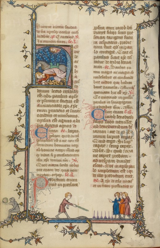 Initial H: The Conversion of Saint Paul; Breviary, about 1320-1325. Creator: Unknown.