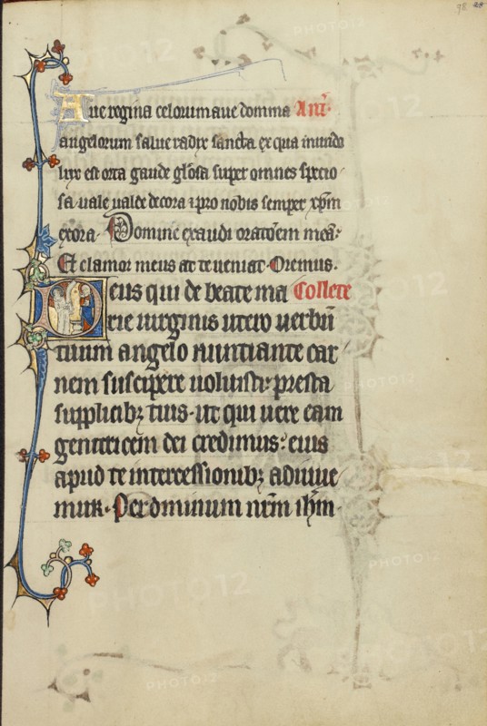 Initial D: The Annunciation; Ruskin Hours, about 1300. Creator: Unknown.