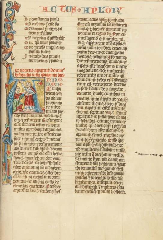 Initial A: Doubting Thomas; Historia Scholastica, about 1300. Creator: Unknown.