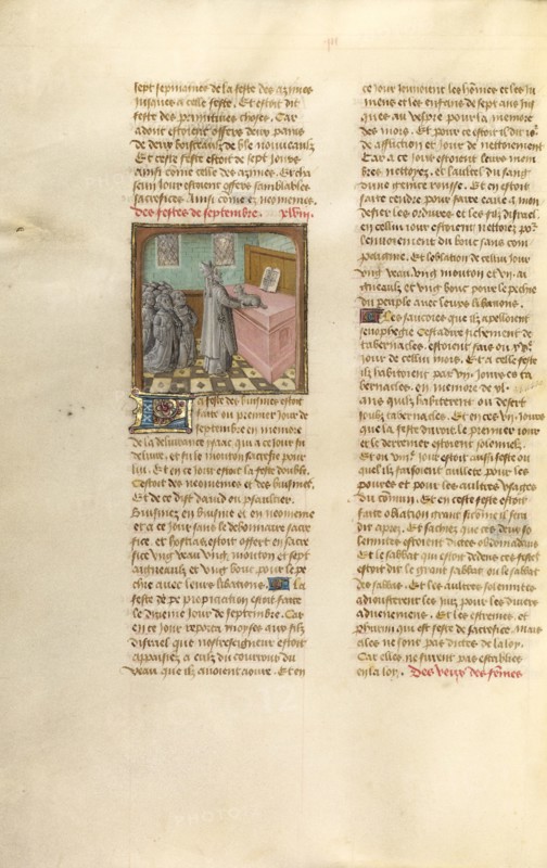 The High Priest Sacrificing a Lamb; Miroir Historial, about 1475. Creator: Unknown.