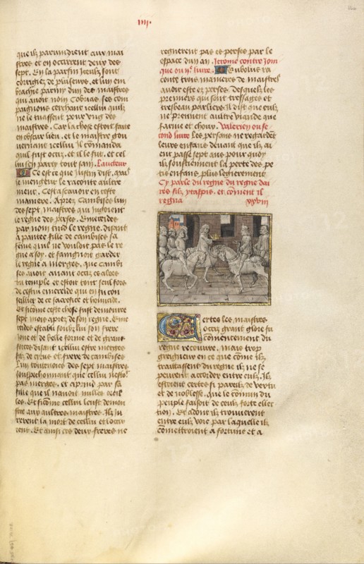The Delivery of the Persian Crown to Darius; Miroir Historial, about 1475. Creator: Unknown.