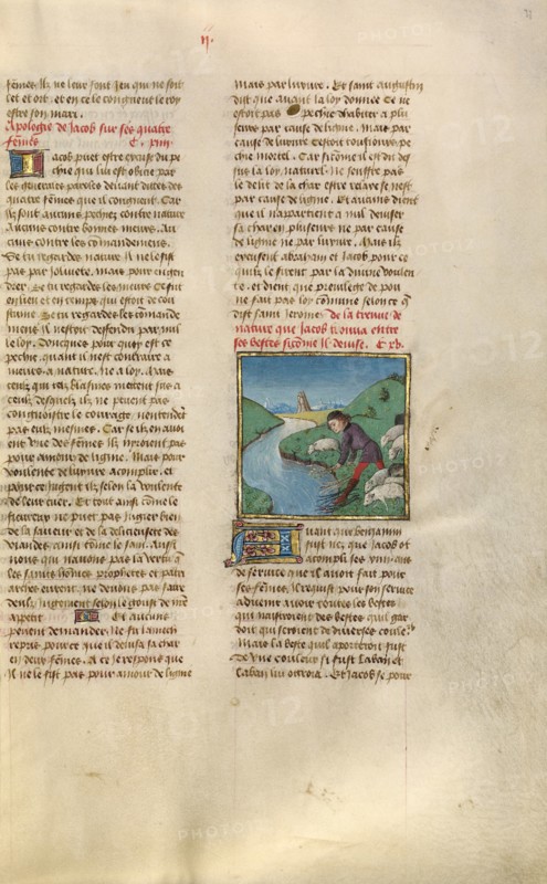 Jacob Washing the Osier Switch; Miroir Historial, about 1475. Creator: Unknown.
