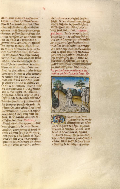 Alexander the Great Consulting the Oracle of the Tree; Miroir Historial, about 1475. Creator: Unknown.