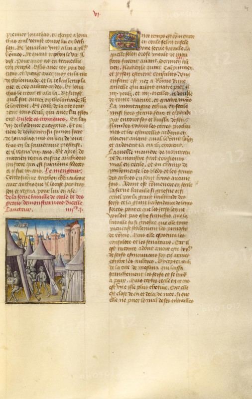 The Encampment before the Town of Messina; Miroir Historial, about 1475. Creator: Unknown.