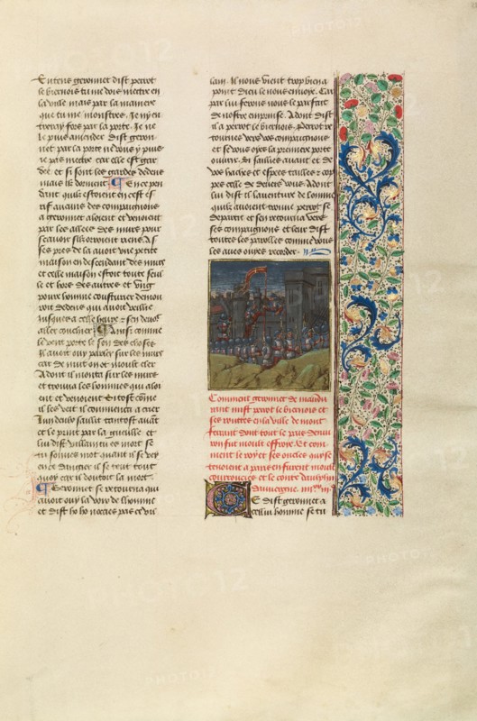 Perrot le Biernois Invading Montferrant; Chroniques (Book Three), about 1480-1483. Creator: Unknown.