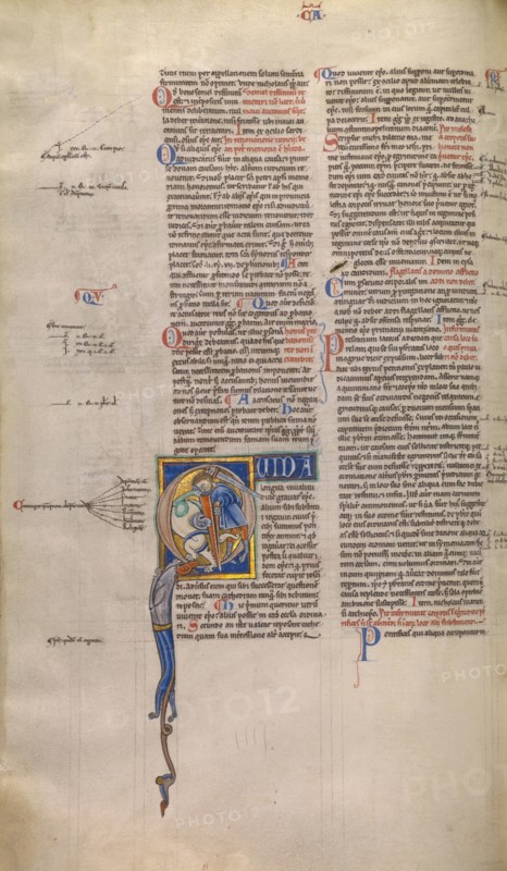 Initial Q: A Man Fighting a Lion; Decretum, about 1170-1180. Creator: Unknown.