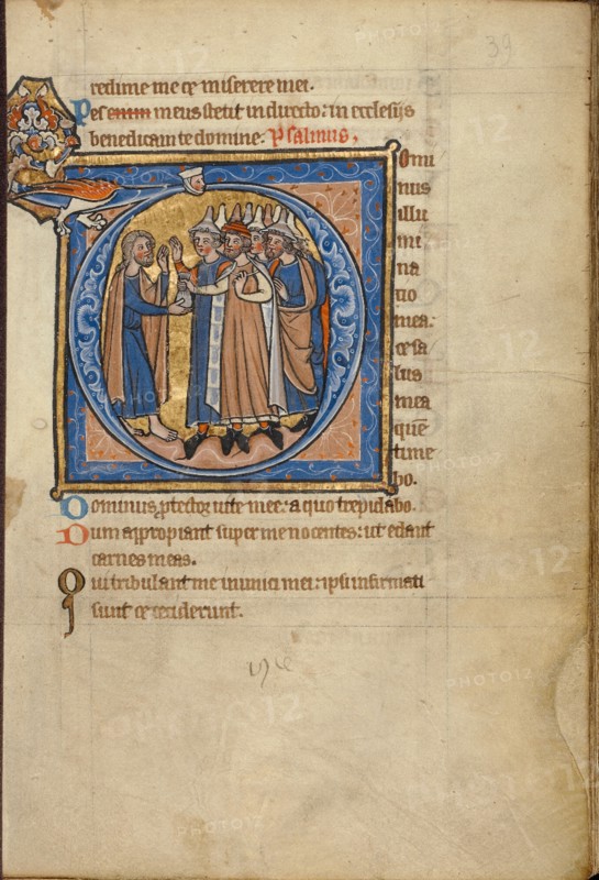 Initial D: Judas Receiving the Thirty Pieces of Silver; Psalter, mid-1200s. Creator: Unknown.