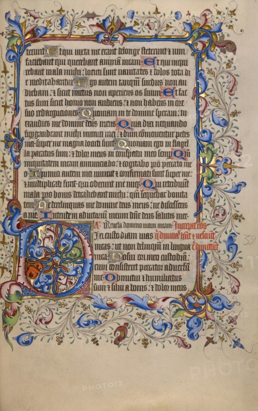Decorated Initial D; Psalter, 1420-1430. Creator: Unknown.