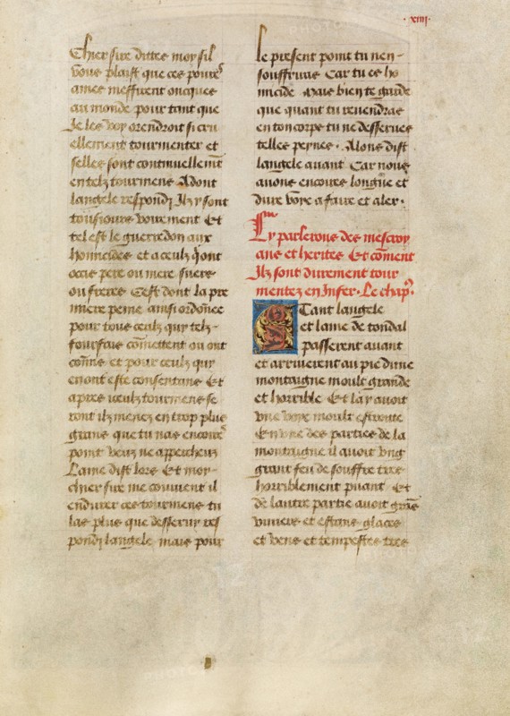 Text Page; Les Visions du chevalier Tondal, 1475. Creator: Unknown.