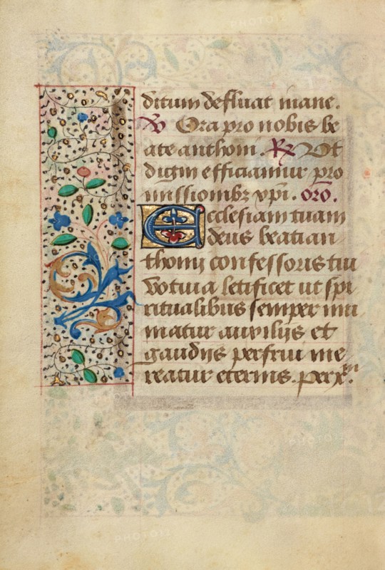 Decorated Text Page; Prayer Book of Charles the Bold, about 1480-1490. Creator: Unknown.