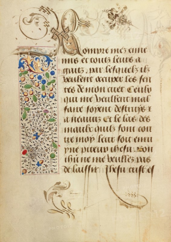 Decorated Text Page; Prayer Book of Charles the Bold, 1469. Creator: Unknown.