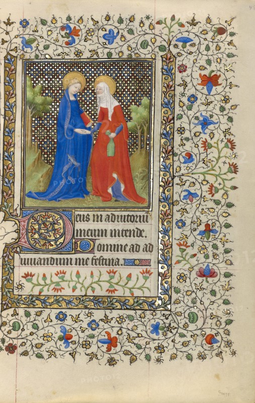 The Visitation; Book of Hours, about 1415-1420. Creators: Boucicaut Master, Workshop of the Boucicaut Master.