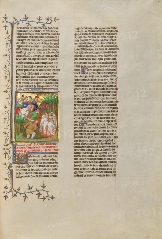The Knights Templar Burned in the Presence of Philip the Fair and His Courtiers, about 1413-1415. Creator: Boucicaut Master.