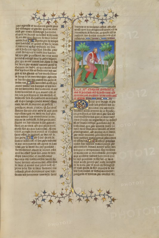 Prusias II, King of Bithynia, Reduced to Begging; Des cas des nobles hommes et femmes, about 1413-15 Creators: Boucicaut Master, Workshop of the Boucicaut Master.