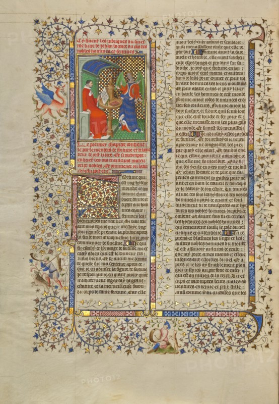 Boccaccio and Fortune; Des cas des nobles hommes et femmes, about 1413-1415. Creators: Boucicaut Master, Workshop of the Boucicaut Master.