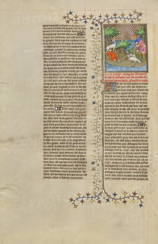 Cyrus, the Grandson of Astyages, King of the Medes, Given Suck by a Wild Animal, about 1413-1415. Creators: Boucicaut Master, Workshop of the Boucicaut Master.